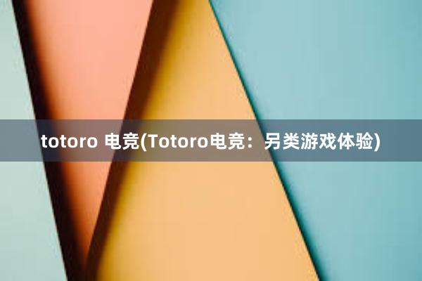 totoro 电竞(Totoro电竞：另类游戏体验)