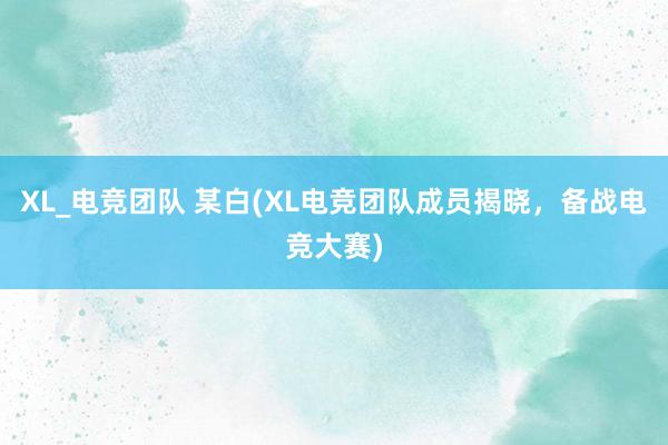 XL_电竞团队 某白(XL电竞团队成员揭晓，备战电竞大赛)