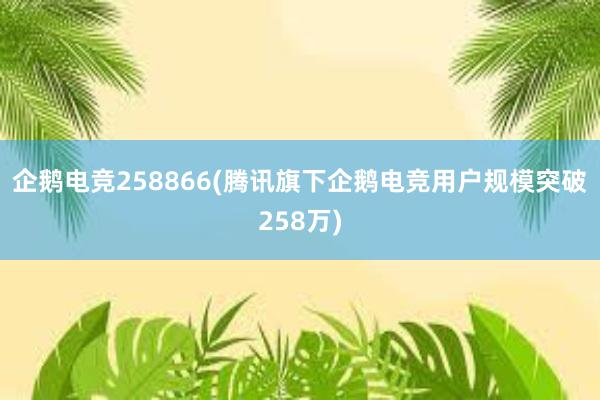 企鹅电竞258866(腾讯旗下企鹅电竞用户规模突破258万)