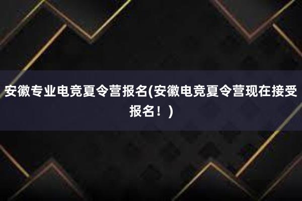 安徽专业电竞夏令营报名(安徽电竞夏令营现在接受报名！)