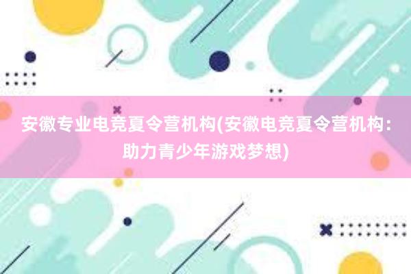 安徽专业电竞夏令营机构(安徽电竞夏令营机构：助力青少年游戏梦想)