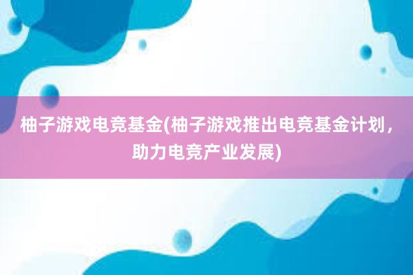 柚子游戏电竞基金(柚子游戏推出电竞基金计划，助力电竞产业发展)