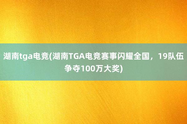 湖南tga电竞(湖南TGA电竞赛事闪耀全国，19队伍争夺100万大奖)