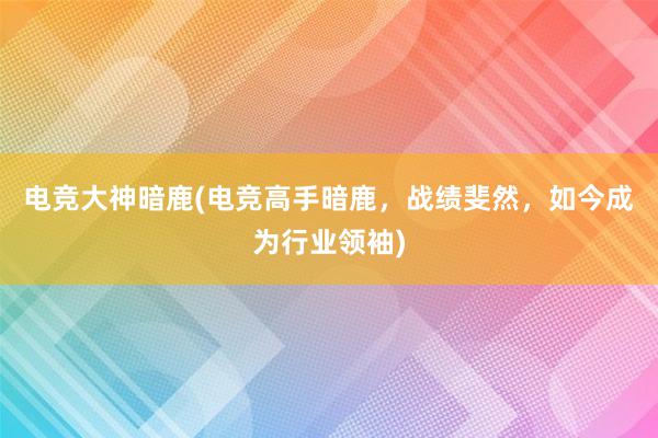 电竞大神暗鹿(电竞高手暗鹿，战绩斐然，如今成为行业领袖)