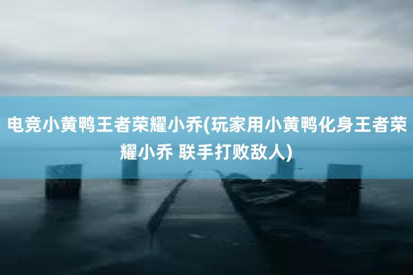 电竞小黄鸭王者荣耀小乔(玩家用小黄鸭化身王者荣耀小乔 联手打败敌人)