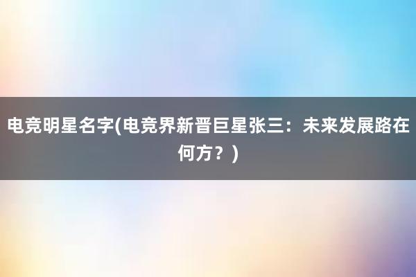 电竞明星名字(电竞界新晋巨星张三：未来发展路在何方？)