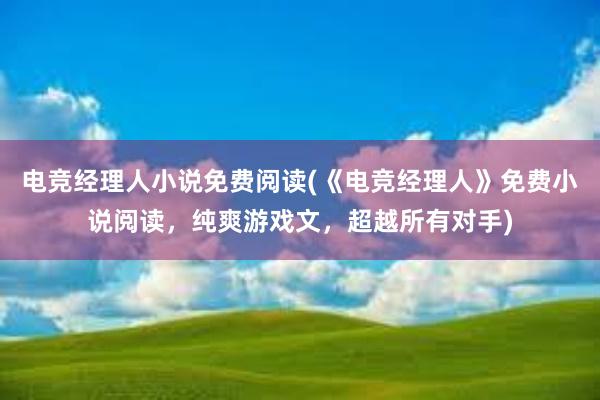 电竞经理人小说免费阅读(《电竞经理人》免费小说阅读，纯爽游戏文，超越所有对手)