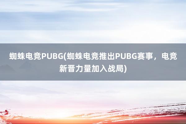 蜘蛛电竞PUBG(蜘蛛电竞推出PUBG赛事，电竞新晋力量加入战局)