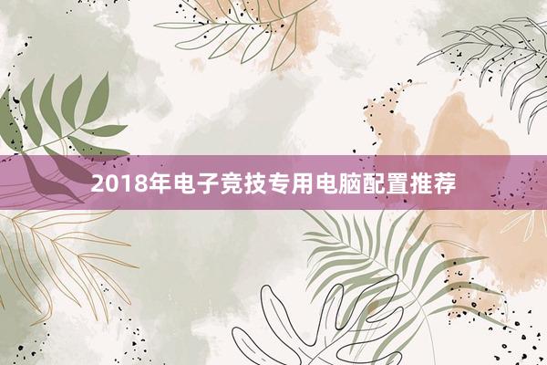 2018年电子竞技专用电脑配置推荐