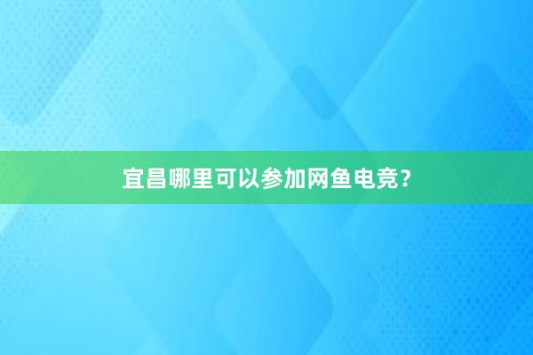 宜昌哪里可以参加网鱼电竞？