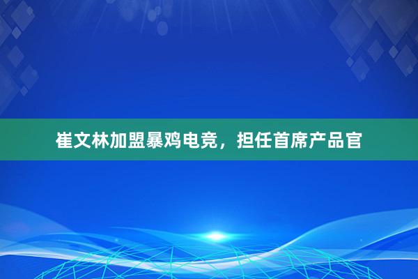 崔文林加盟暴鸡电竞，担任首席产品官