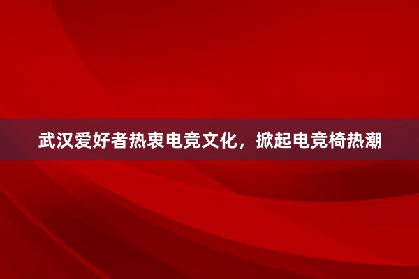 武汉爱好者热衷电竞文化，掀起电竞椅热潮