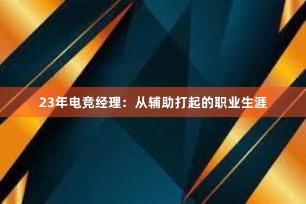 23年电竞经理：从辅助打起的职业生涯