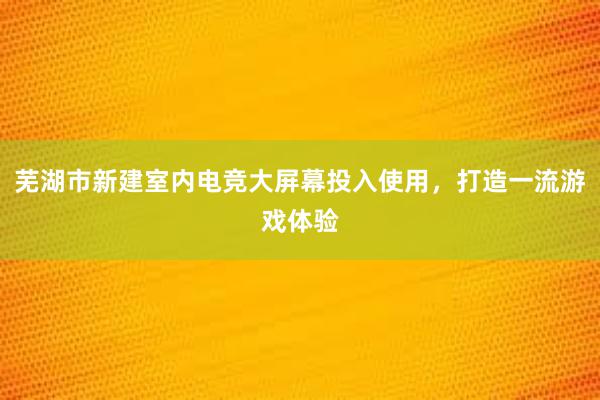 芜湖市新建室内电竞大屏幕投入使用，打造一流游戏体验